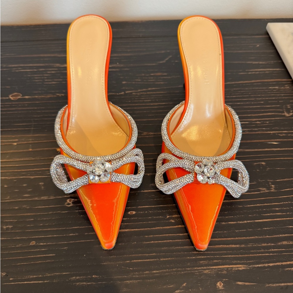 MACH & MACH Orange Crystal Bow Heels